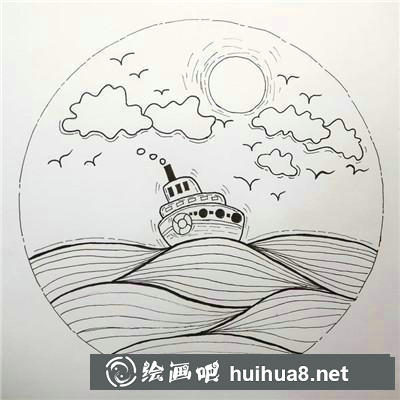 海邊日落插畫