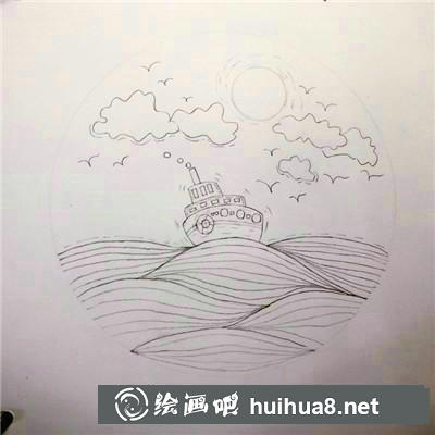 海邊日落插畫