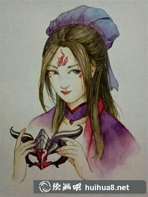 妖族公主水彩畫