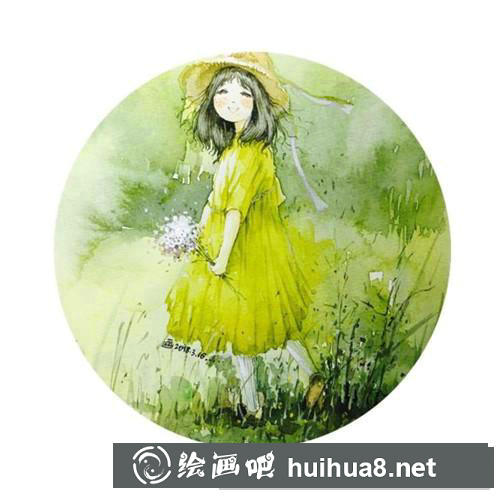 春姑娘水彩畫