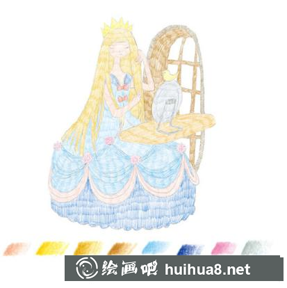 公主彩鉛畫