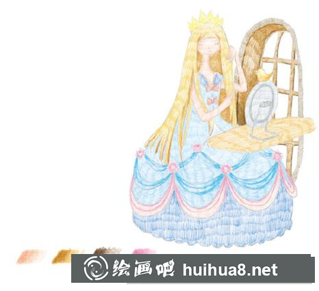 公主彩鉛畫