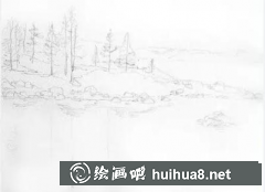 水彩繪冬湖教程步驟