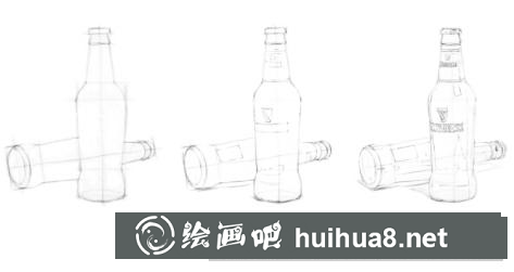 素描畫黑色啤酒瓶