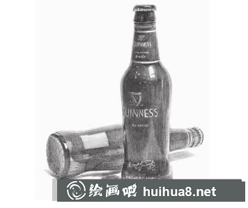 素描畫黑色啤酒瓶