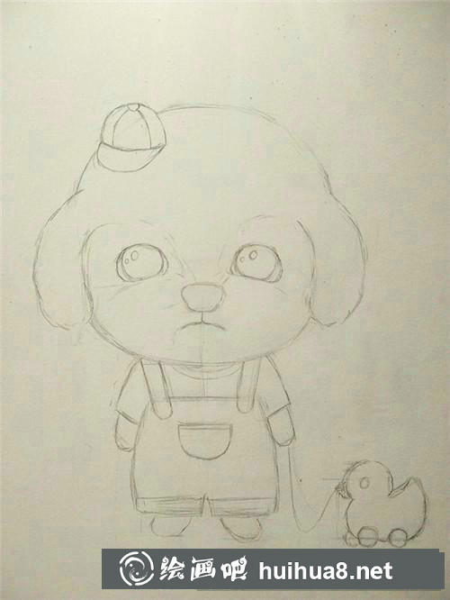 萌萌泰迪彩鉛畫
