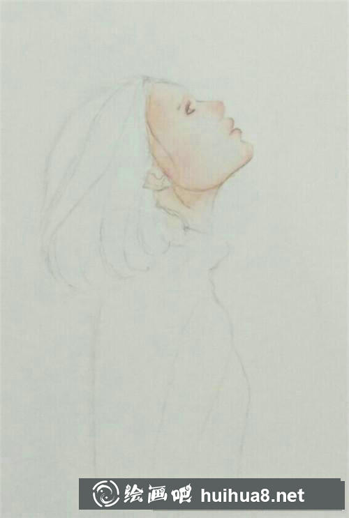 仰望天空的女子調(diào)色上色