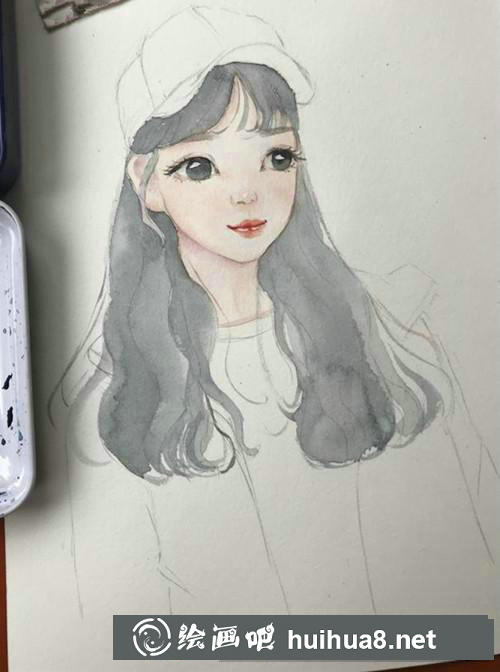 運(yùn)動(dòng)裝女孩水彩畫