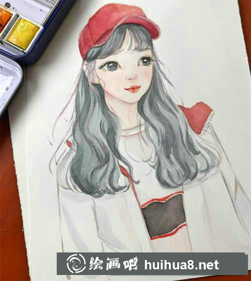 運(yùn)動(dòng)裝女孩水彩畫