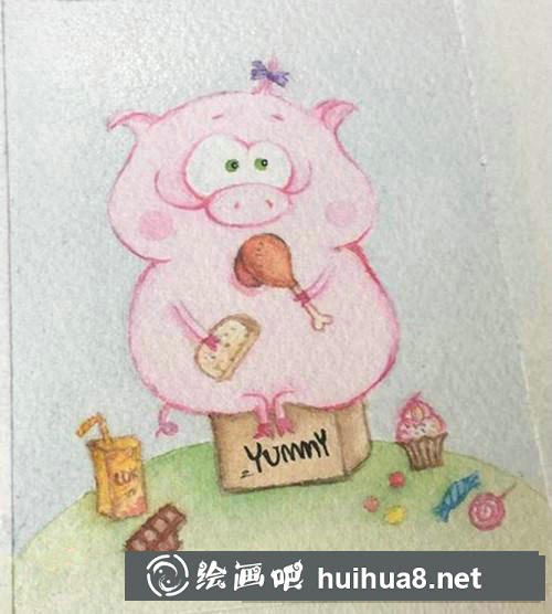 豬豬女孩水彩畫