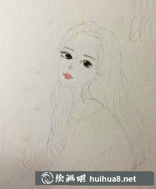 溫柔小姐姐水彩畫