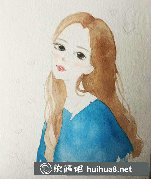 溫柔小姐姐水彩畫