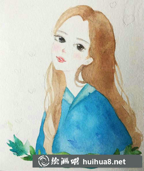 溫柔小姐姐水彩畫