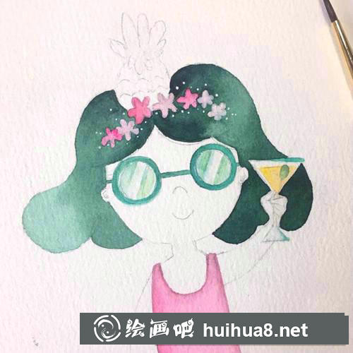 軟妹子水彩畫