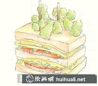 怎么畫三明治