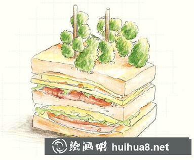 怎么畫三明治
