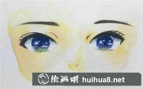 大眼睛水彩畫