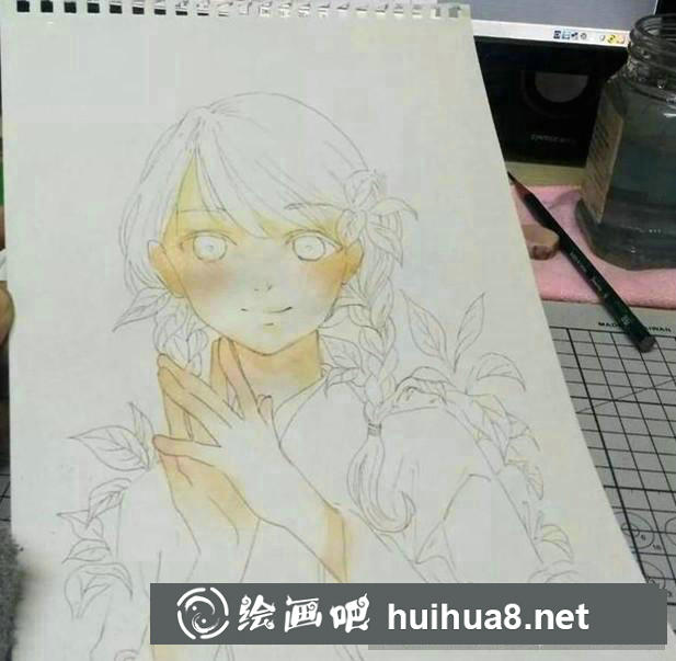 甜美風(fēng)二次元女孩水彩畫