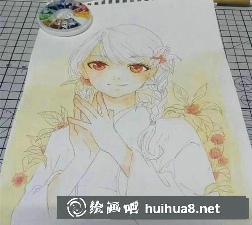 甜美風(fēng)二次元女孩水彩畫