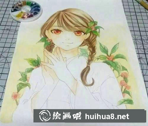 甜美風(fēng)二次元女孩水彩畫