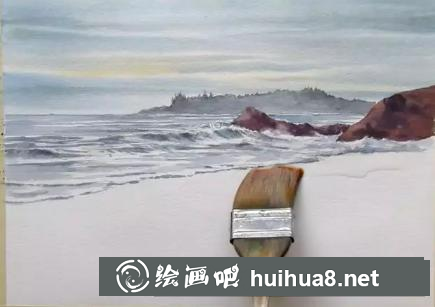 遙遠(yuǎn)海邊的畫(huà)法