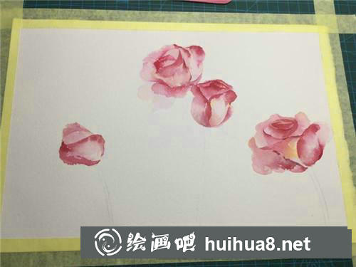 玫瑰水彩畫