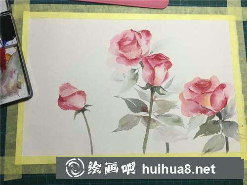 玫瑰水彩畫