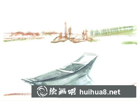 水粉畫船只