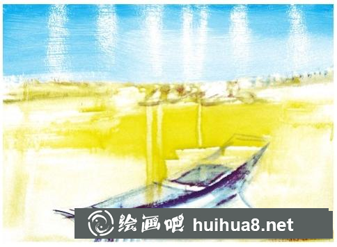 水粉畫船只