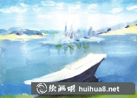 水粉畫船只