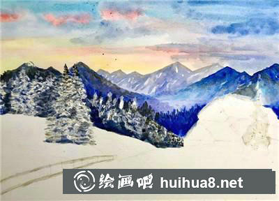 冬景水彩