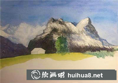雪山與湖水完成雪山