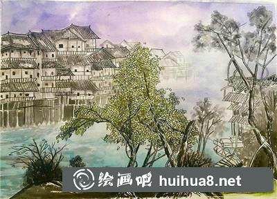 村落水彩