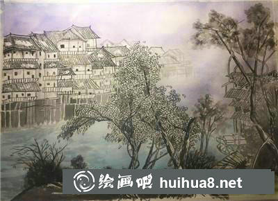村落水彩