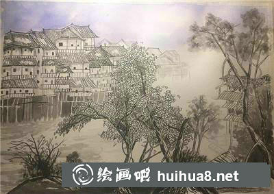 村落水彩