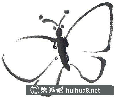 國(guó)畫(huà)黃蝴蝶繪制步驟二