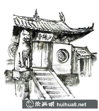 國畫少林寺怎么畫