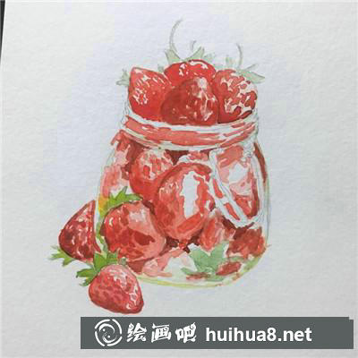 小熊草莓水彩