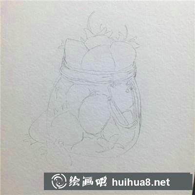 小熊草莓水彩