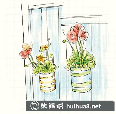 盆栽彩鉛畫(huà)