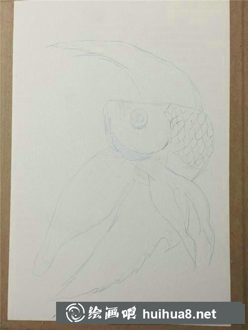 藍色魚兒水彩畫