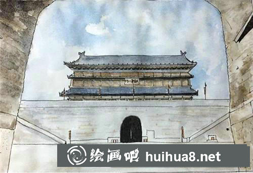 西安城墻鋼筆畫