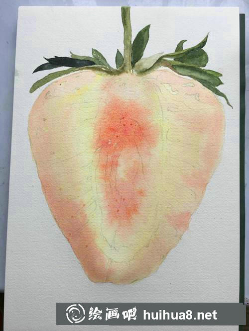 半顆草莓水彩畫