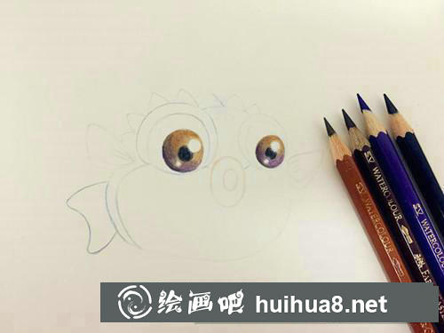 小河豚彩鉛畫