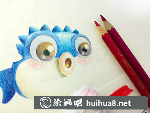 小河豚彩鉛畫