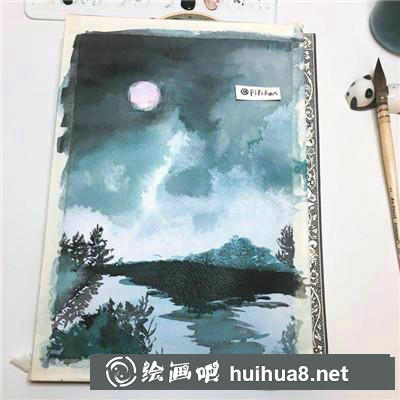 夜水彩植物