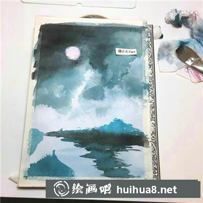 夜水彩建筑