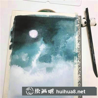 夜水彩繼續(xù)夜空