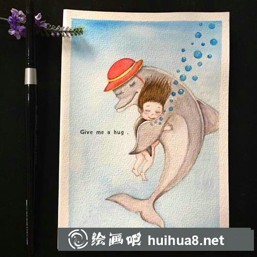 幾米的擁抱水彩畫(huà)