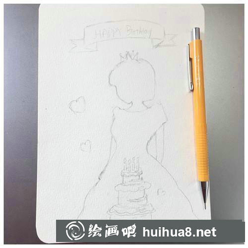 公主生日卡水彩畫